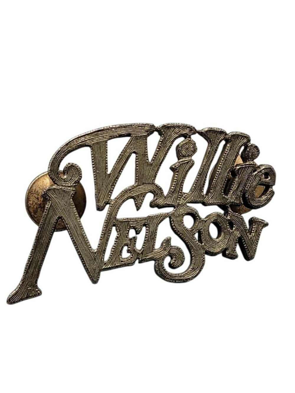 Willie Nelson Hat Pin Vintage 1980s Fan Collectors Piece Textured Silver Tone - Picture 2 of 5